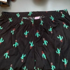 Fleece Cactus Print Pajama Pants/Joggers